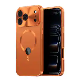 Dteck - Full Body Rugged Case for Apple iPhone 17 Pro Max with Built-in Privacy Screen Protector Logo View Shockproof Cover - Orange