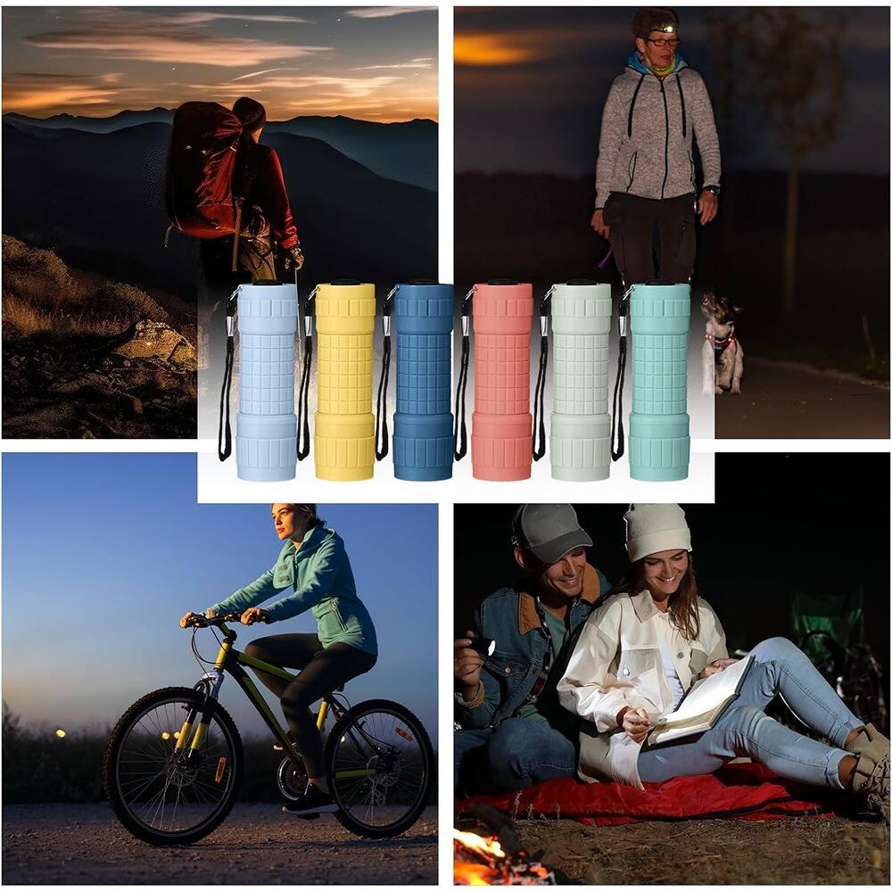 Back. ACJPR - 30 Pack 9-LED Mini Flashlights with Lanyard, 3 AAA Batteries Included, for Kids, Camping, Emergency, Hunting.