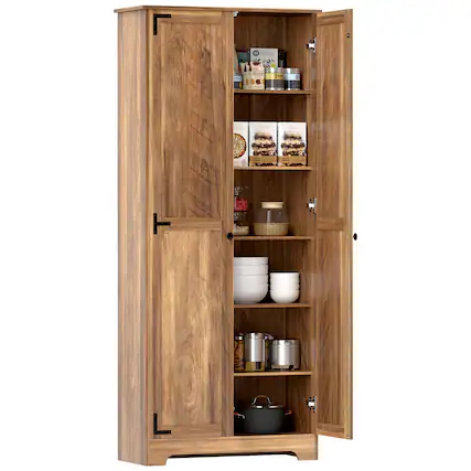 Front. Homcom - 72" Farmhouse Pantry Cabinet - Brown.