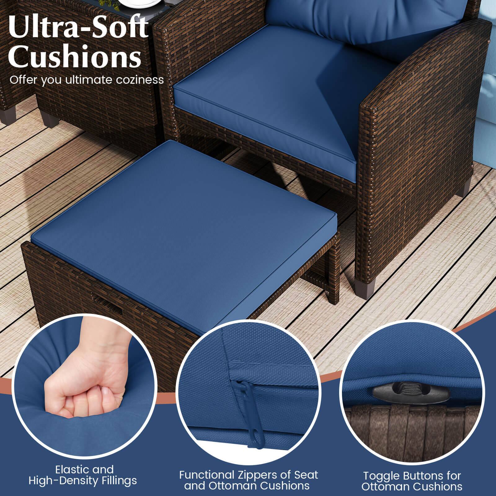Ultra-Soft Cushions Offer you ultimate coziness

- Elastic and High-Density Fillings
- Functional Zippers of Seat and Ottoman Cushions
- Toggle Buttons for Ottoman Cushions