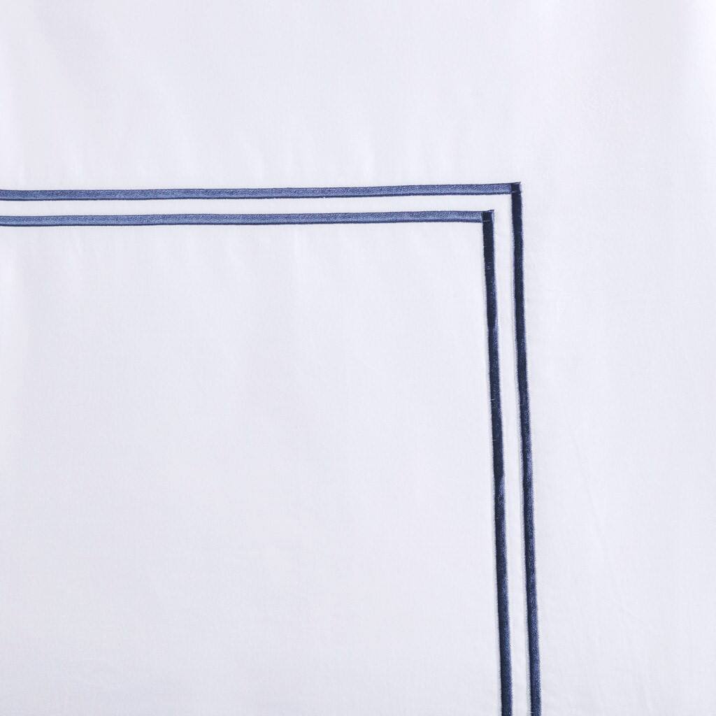 Alt View 2. Gracie Mills - Gracie Mills Mooney 500 Thread Count Embroidered Stripe Cotton Sateen Comforter Set - White/Navy.