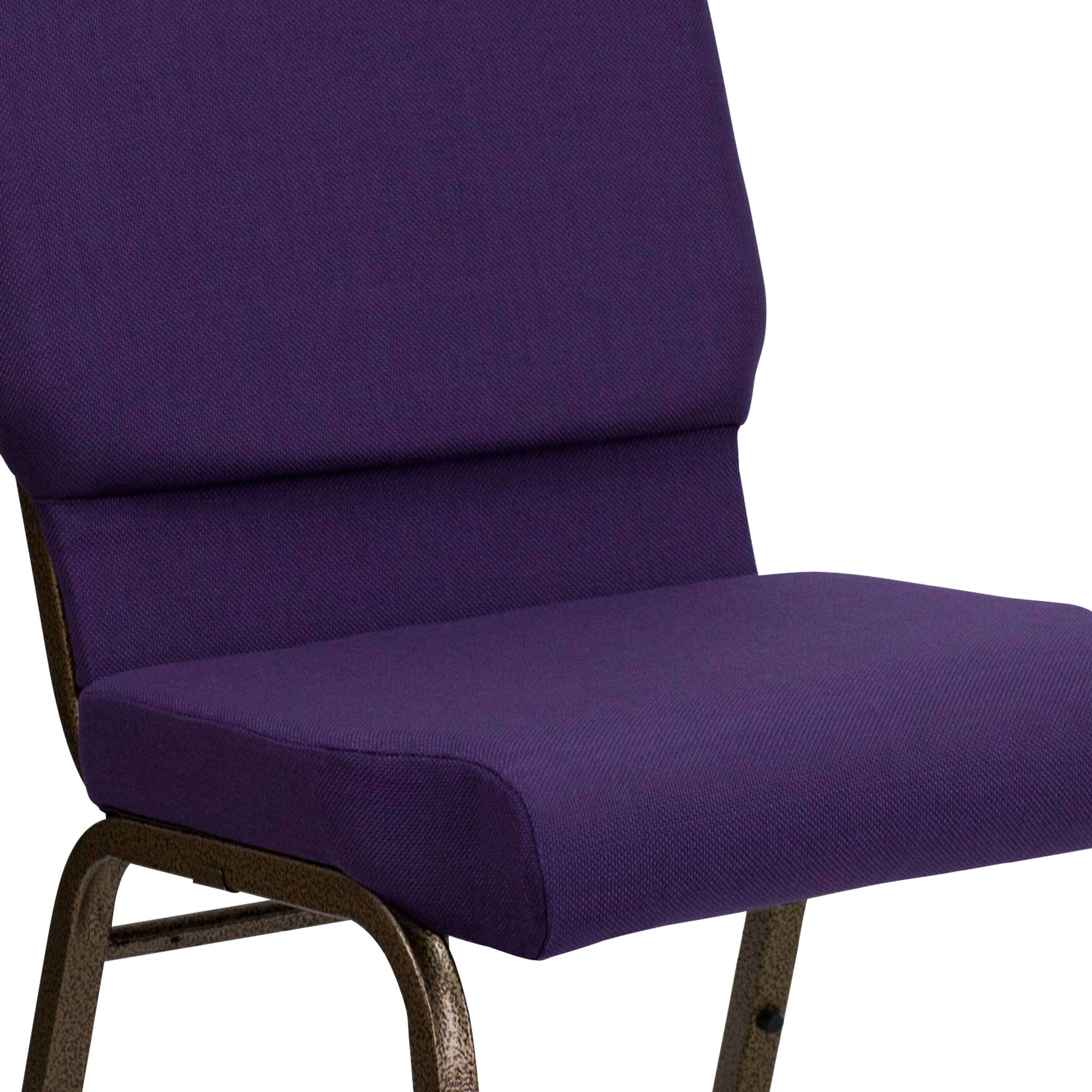 Alt View 8. Emma + Oliver - Stacking Auditorium Chair with 19" Seat - Royal Purple Fabric/Gold Vein Frame.