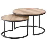 CorLiving - Fort Worth Wood Grain Finish Nesting Coffee Table - Brown - Front_Zoom