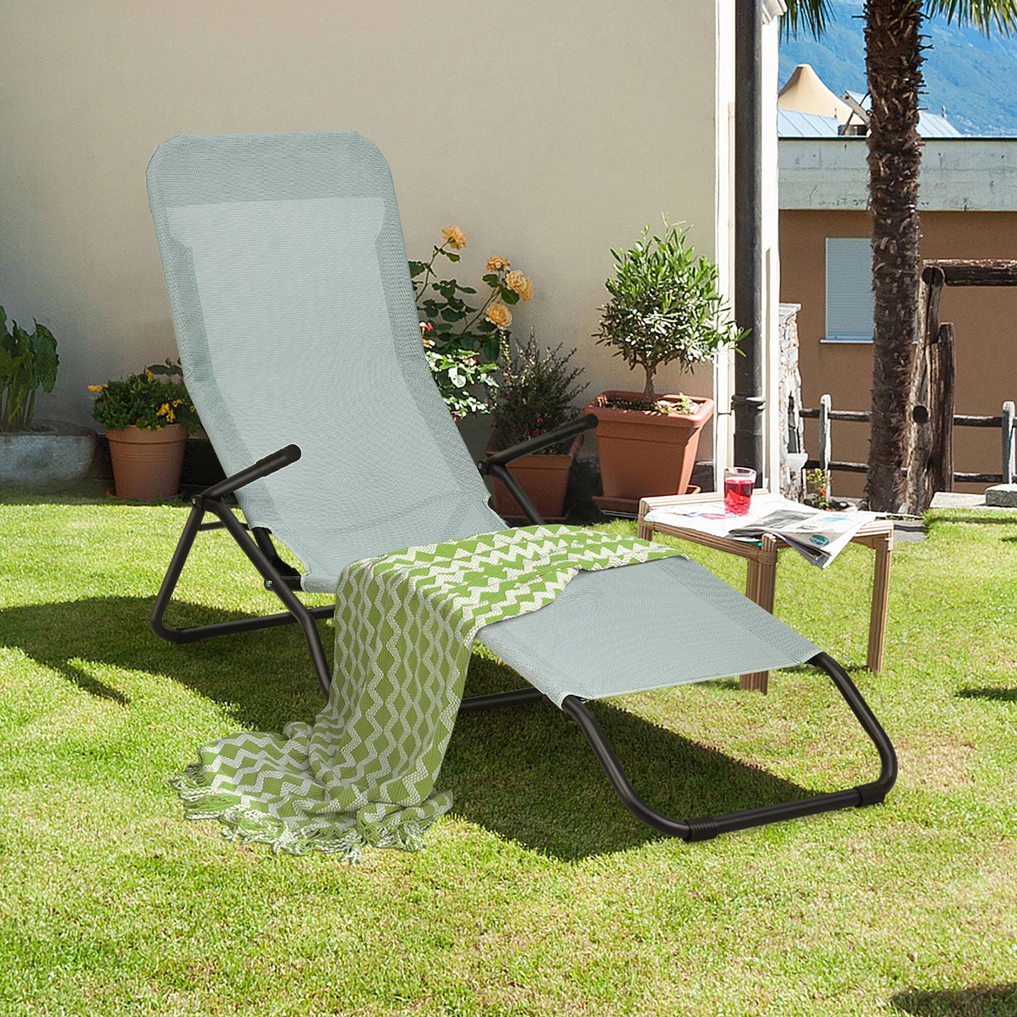 Alt View 7. Gymax - Gymax 2 PCS Outdoor Chaise Lounge Folding Stacking Reclining Chairs - Light Green.