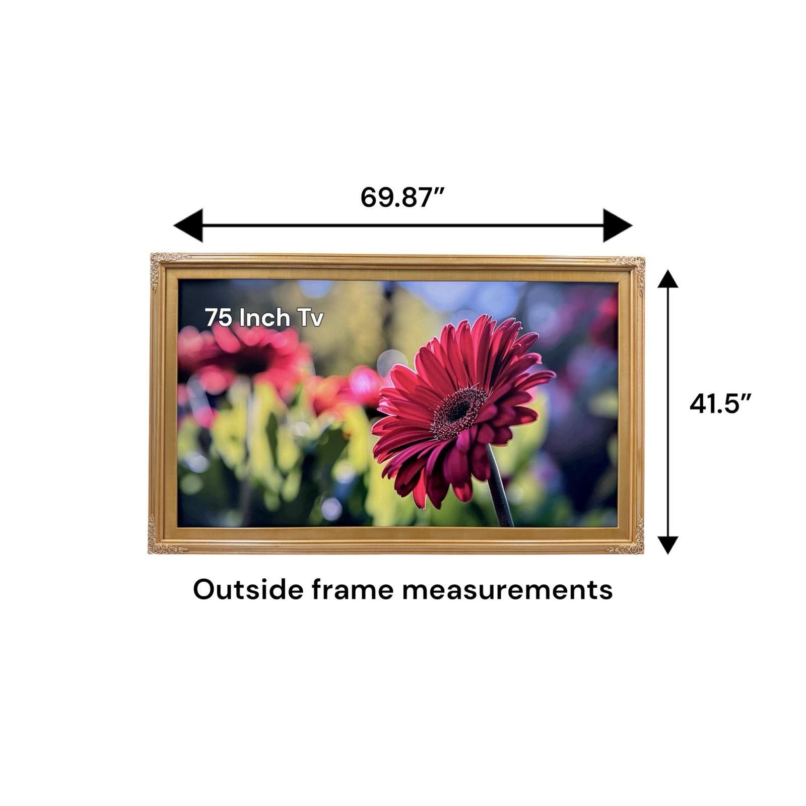 69.87"  
75 Inch Tv  
41.5"  
Outside frame measurements