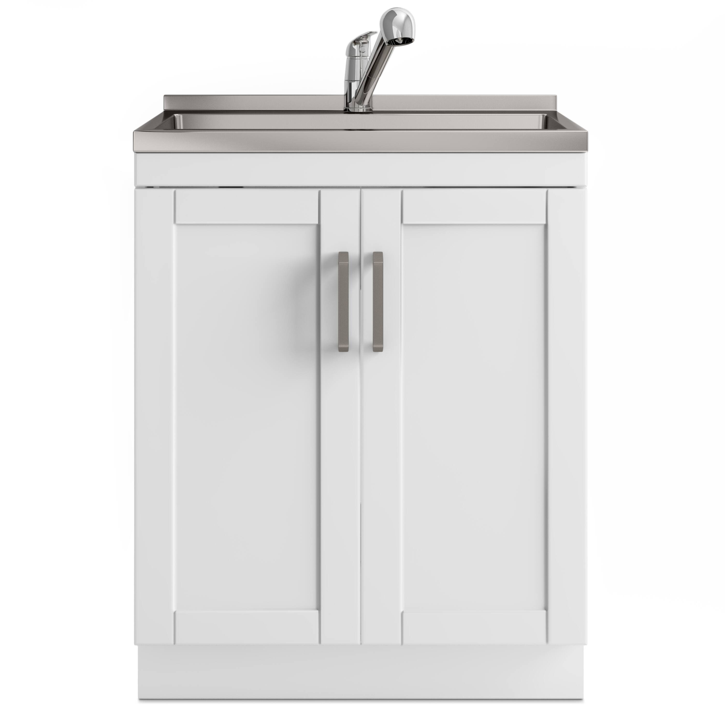 Alt View 1. Simpli Home - Kyle All-In-One 28-inch Laundry Utility Sink and Cabinet - Pure White.
