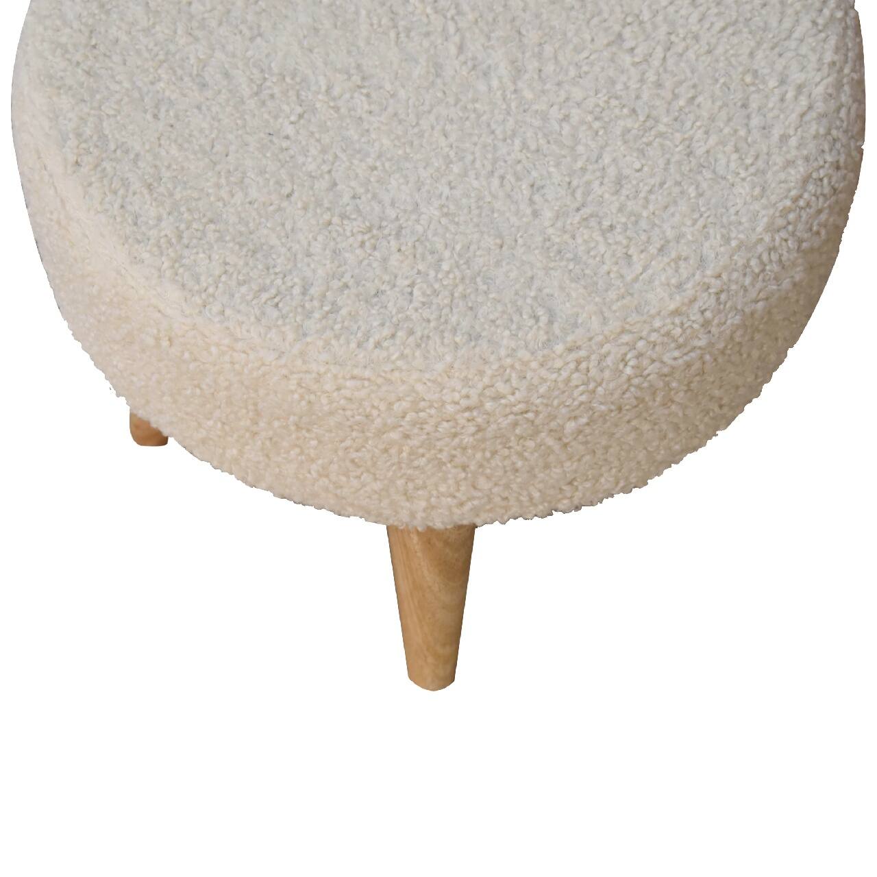 Alt View 2. Artisan Furniture - Artisan Furniture Solid Wood Cream Boucle Petite Footstool - Brown.