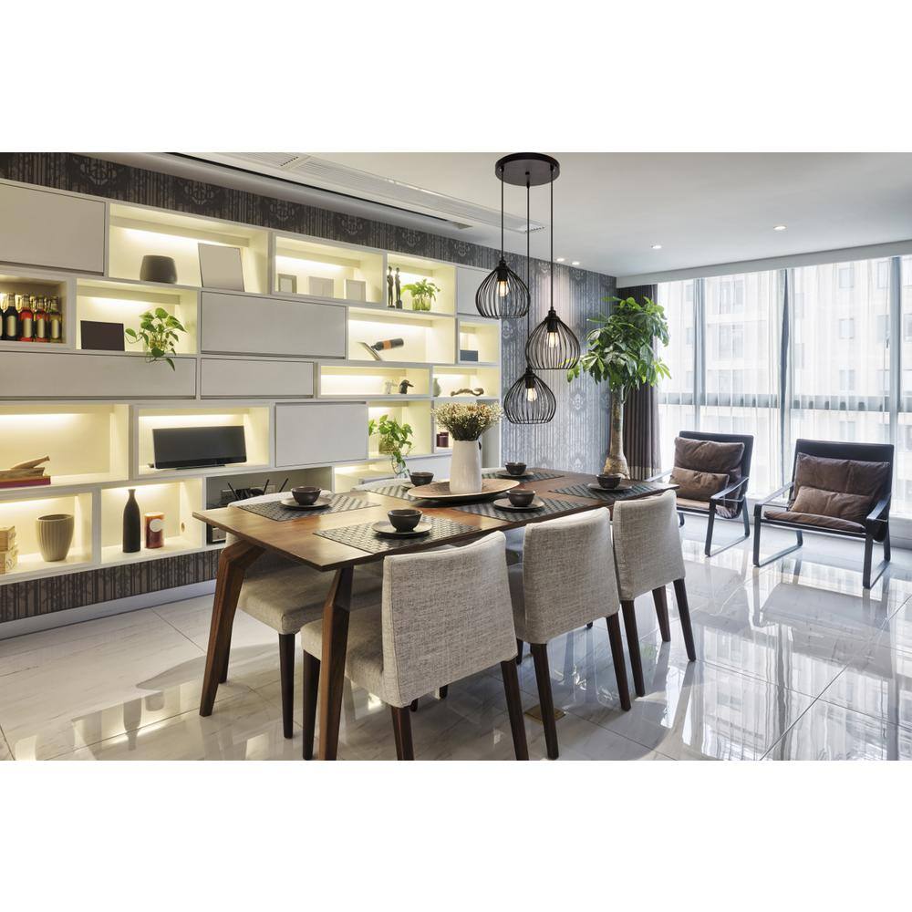 Angle. Living District - Sayer Collection Pendant D16.0 H23.1 Lt:3 Black Finish - Black.