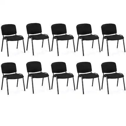 Front. Gymax - Gymax Set of 10 Stackable Mid Back Conference Guest Reception Chair Office Home - Black.