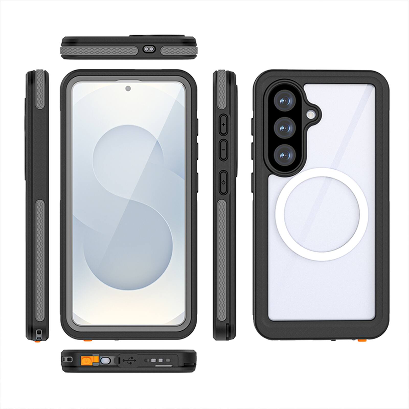 Alt View 6. Dteck - IP68 Waterproof Case for Samsung Galaxy S26 with Built-in Screen Protector, 360 Clear Full Body Shockproof Cover - Black.
