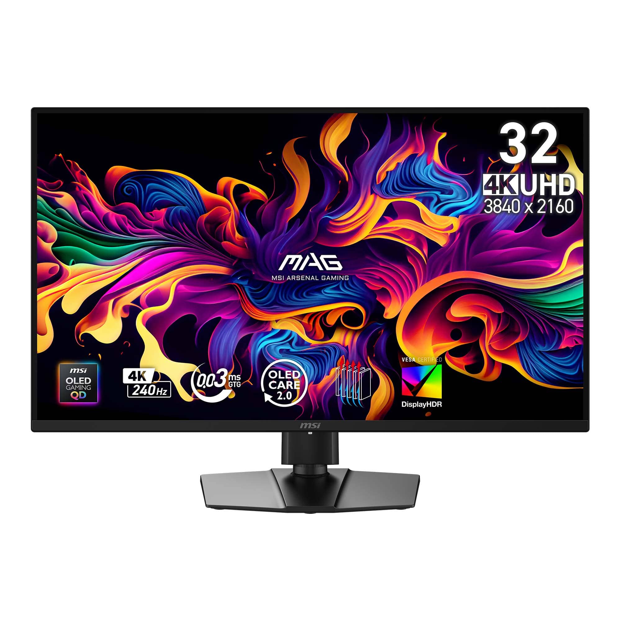 MSI - MAG 321UP QD-OLED X24 32" UHD 240Hz 0.03ms G-SYNC FreeSync Premium Pro Gaming Monitor True Black 500 (DP, HDMI, USB-C) - Metallic Black