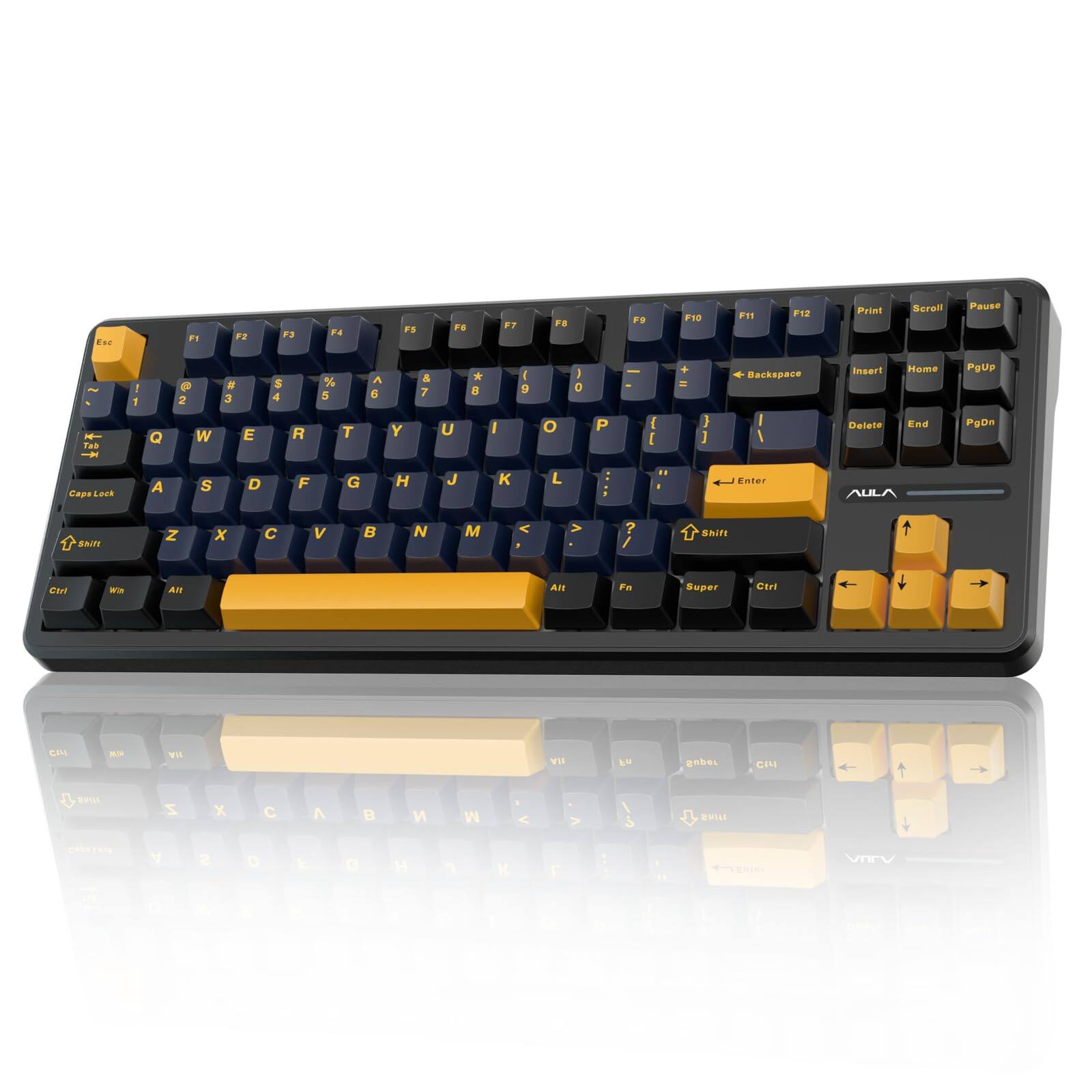 Comfort Essence - F87 Wireless Mechanical 75 Tkl Custom Hot Swappable Gaming Keyboards With Pbt Keycaps Pre-lubed Greywood - Cool Black