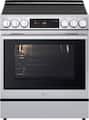 LG - 30-in Wide 6.3 Cu. Ft. Slide-In Electric True Convection Range with 5 Elements, InstaView and 2 UltraHeat Elements - Stainless Steel
