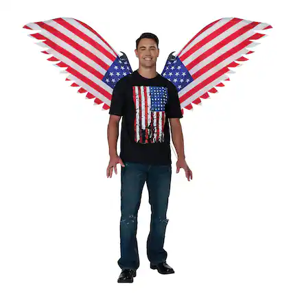 Front. California Costumes - 4th of July Patriot Costume Wings | One Size Fits Most - Red.