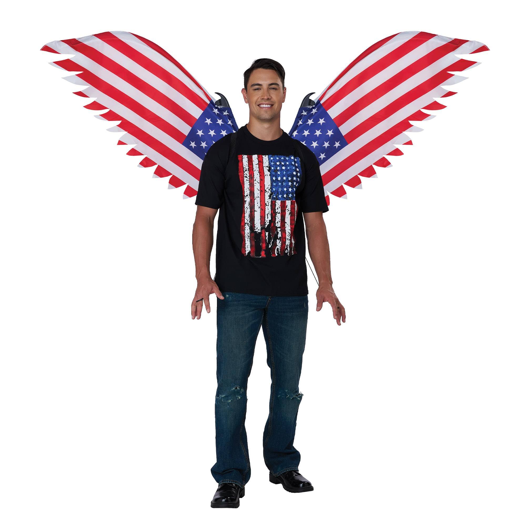 Front. California Costumes - 4th of July Patriot Costume Wings | One Size Fits Most - Red.
