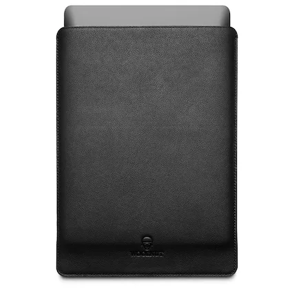 Front. Woolnut - Woolnut Leather Sleeve for 15-inch MacBook Pro|Full-grain leather - , - Black.