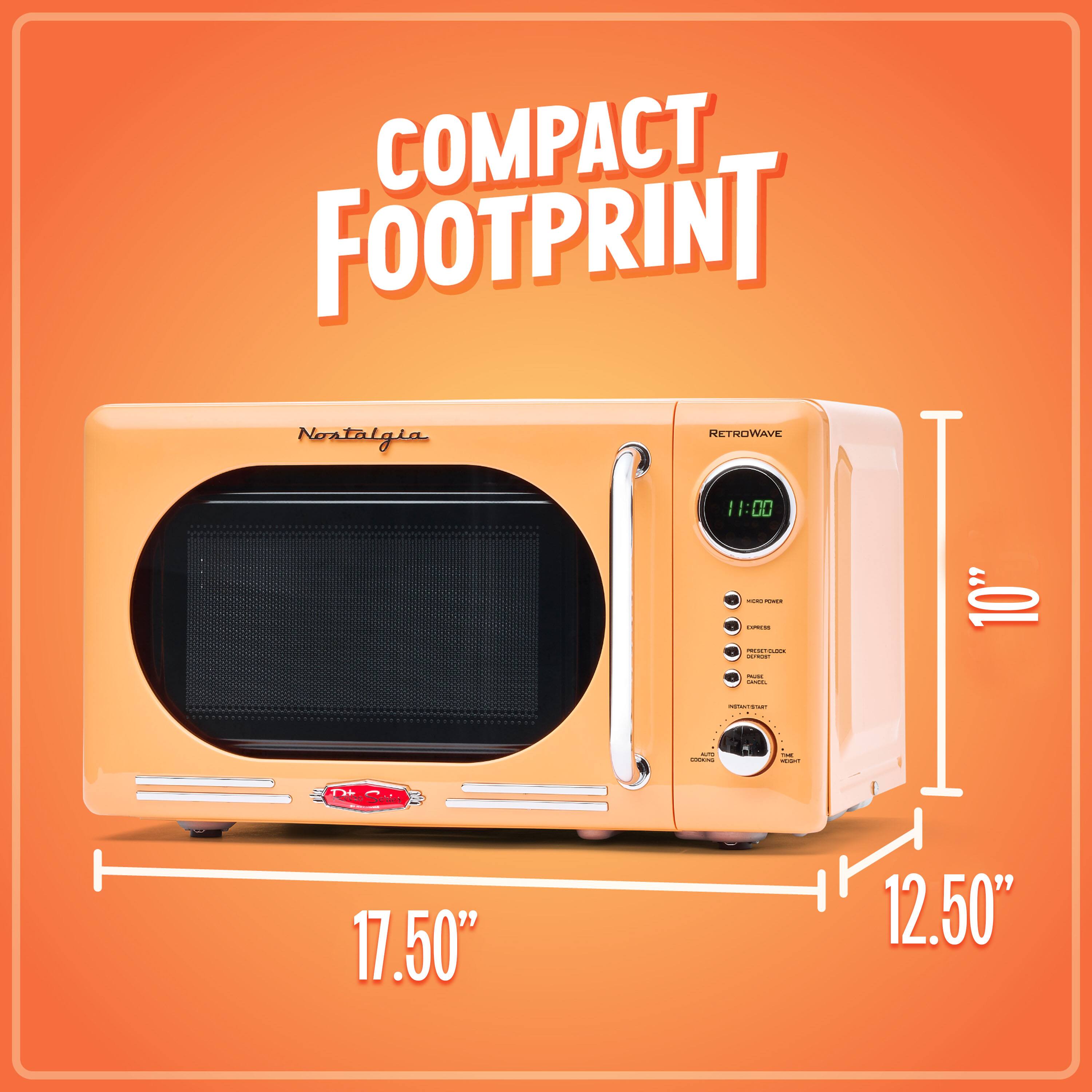 COMPACT FOOTPRINT  
Nostalgia HETROWAVE  
11:00  
10" x 17.50" x 12.50"  
13+