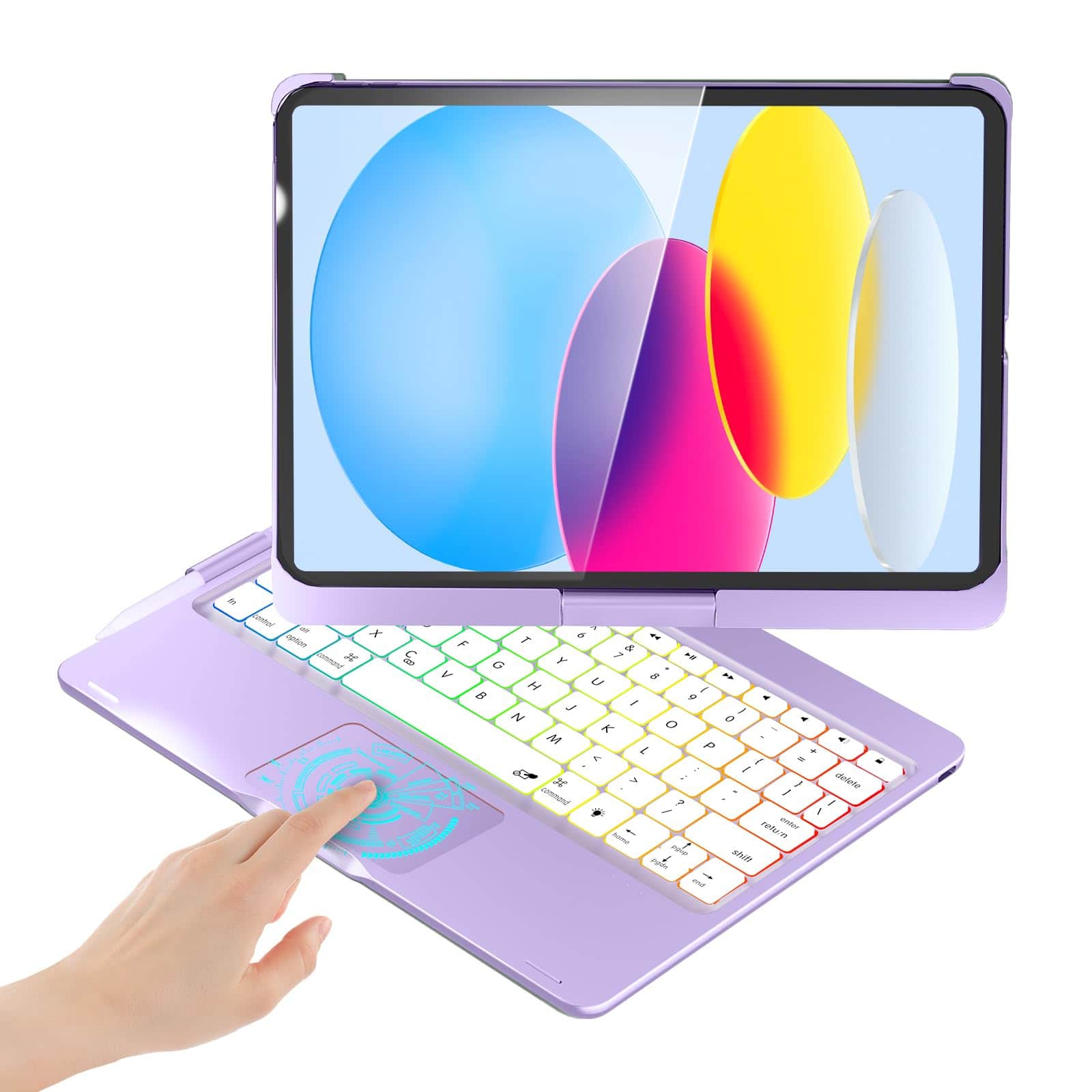 Pacoar Cade - Touchpad Case For Ipad 10th Generation&ipad 11th(a16 2025) Air 11(m3 M2/ipad Pro 11 Inch Keyboard&ipad 5th/air 4th - Purple