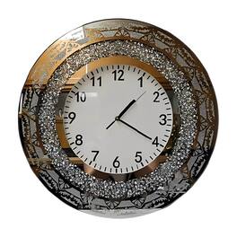 FC Design - 19"H Silver & Mirrored Ornate Glitter Accent Round Wall Clock - Multicolor