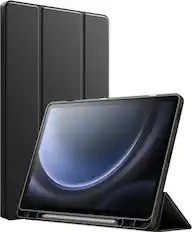 Left. SaharaCase - Venture Series Folio Case for Samsung Galaxy Tab S10 FE+ - Scorpion Black.