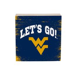 Evergreen Enterprises - West Virginia Mountaineers 6" Square Fan Chant Wood Block Shelf Sign - Multicolor