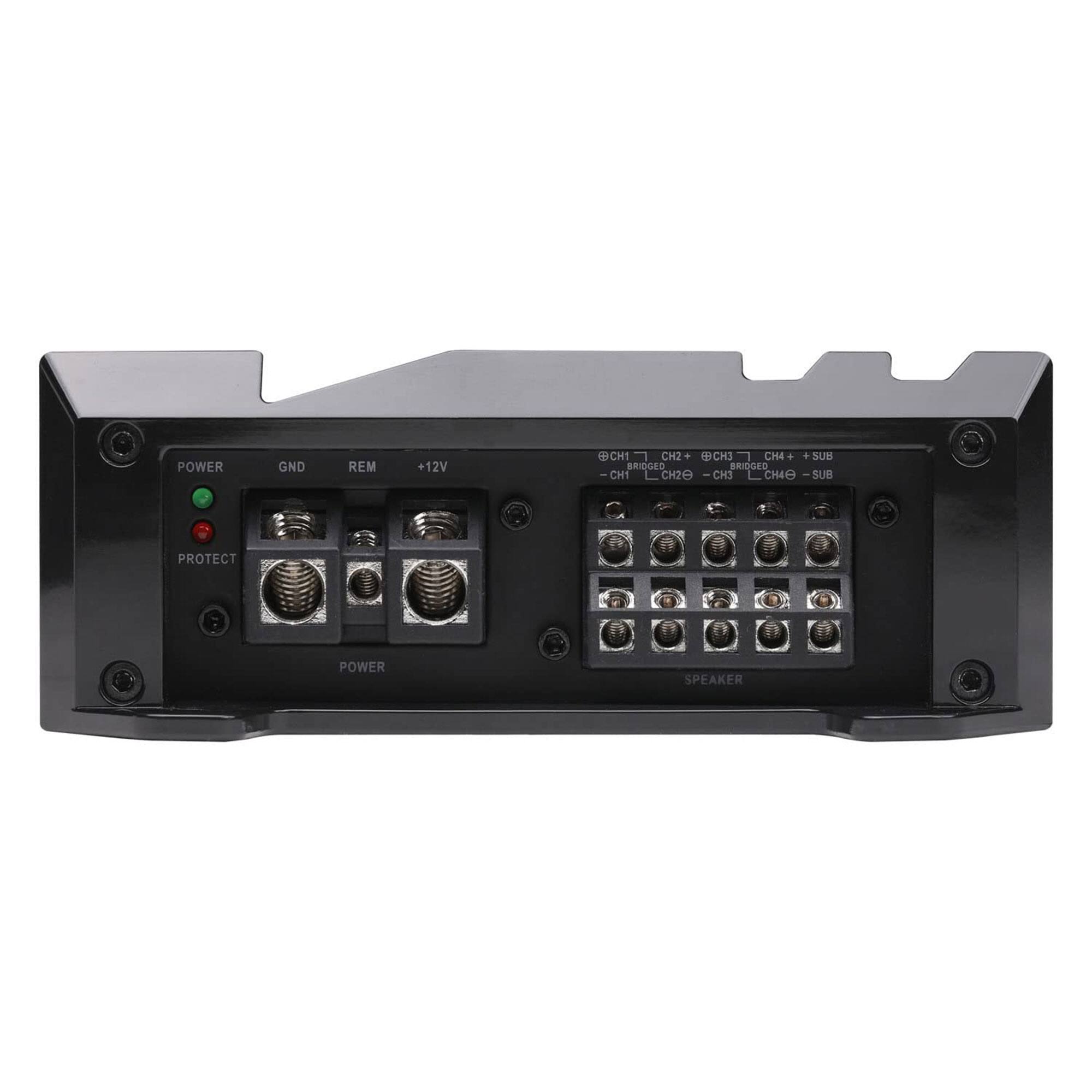 POWER GND REM +12V  
PROTECT  
CH1+ CH2+ CH3+ CH4+ SUB  
CH1- CH2- CH3- CH4- SUB  
BRIDGED BRIDGED  
SPEAKER