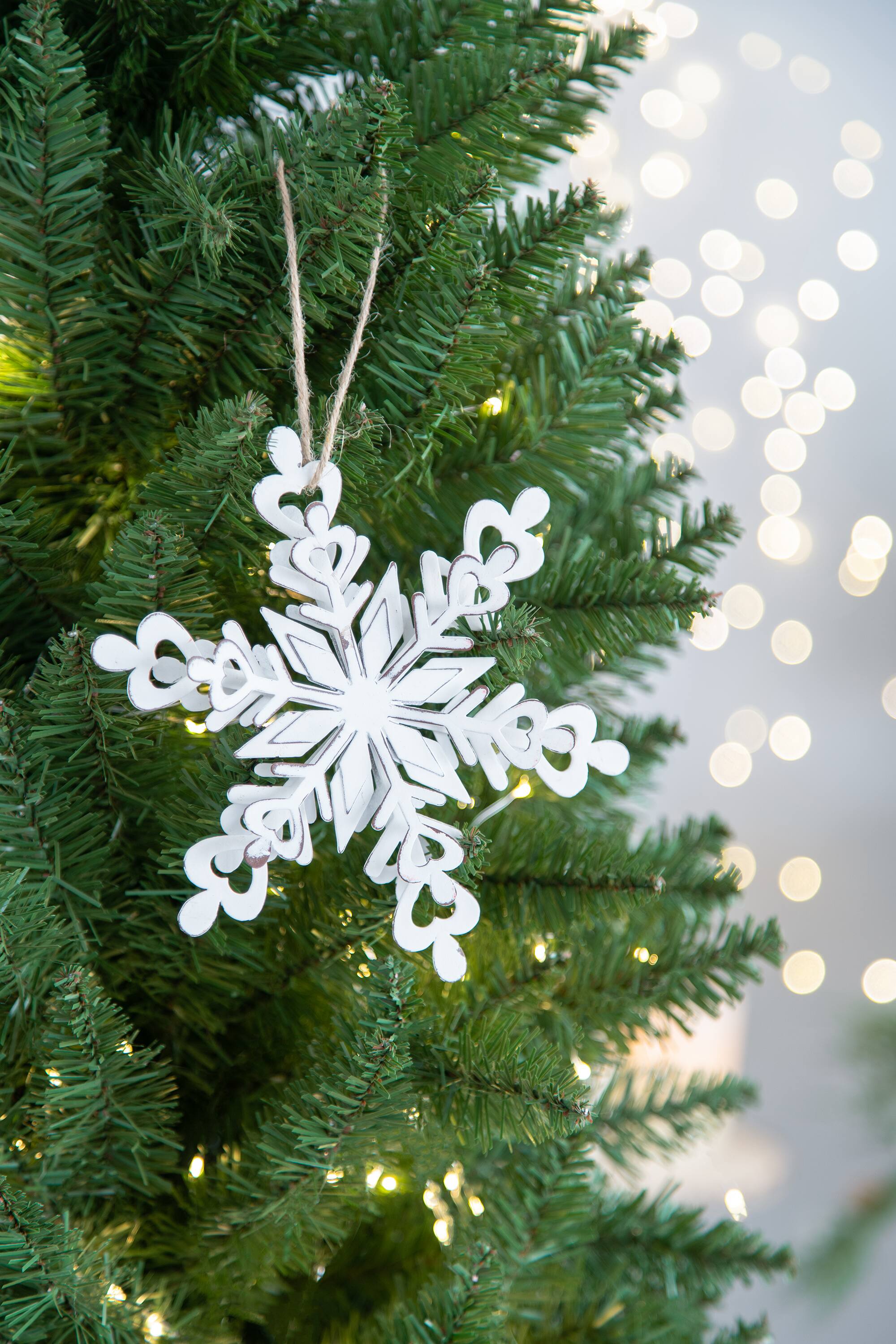 Alt View 4. Dexmalle - Dexmalle-6.3x1.8x6.7 Christmas Tree Decorative Iron Snowflake Hanger,Set of 6-White - White.