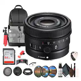 Bundle - Sony - FE 50mm f/2.5 G Lens + Filter Kit + BackPack + 64GB Card + More - Black