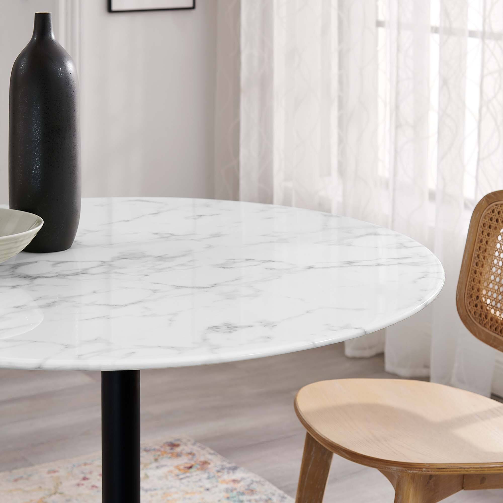 Alt View 3. Modway - Lippa 40" Round Faux Marble Dining Table by Modway - Black White.