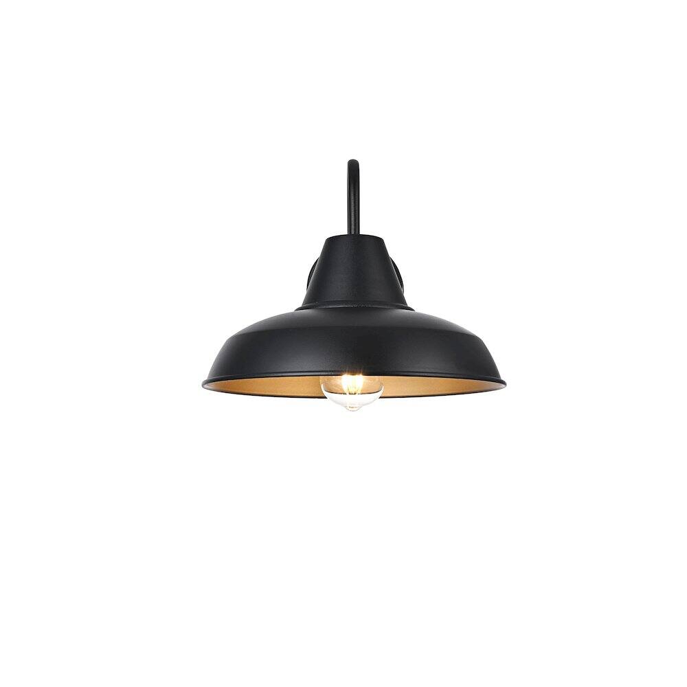 Alt View 1. Elegant Lighting - Tinsley 15 inch Outdoor Wall sconce in Black - Black And Clear.