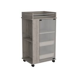 TuHome - Baltimore Bar Cart with Casters, Glass Door, 2-Side Shelf, Living Room or Bar Room - Light Gray