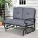 Alt View 7. Costway - Glider Outdoor Patio Rocking Bench Loveseat Cushioned Seat Steel Frame - Grey.