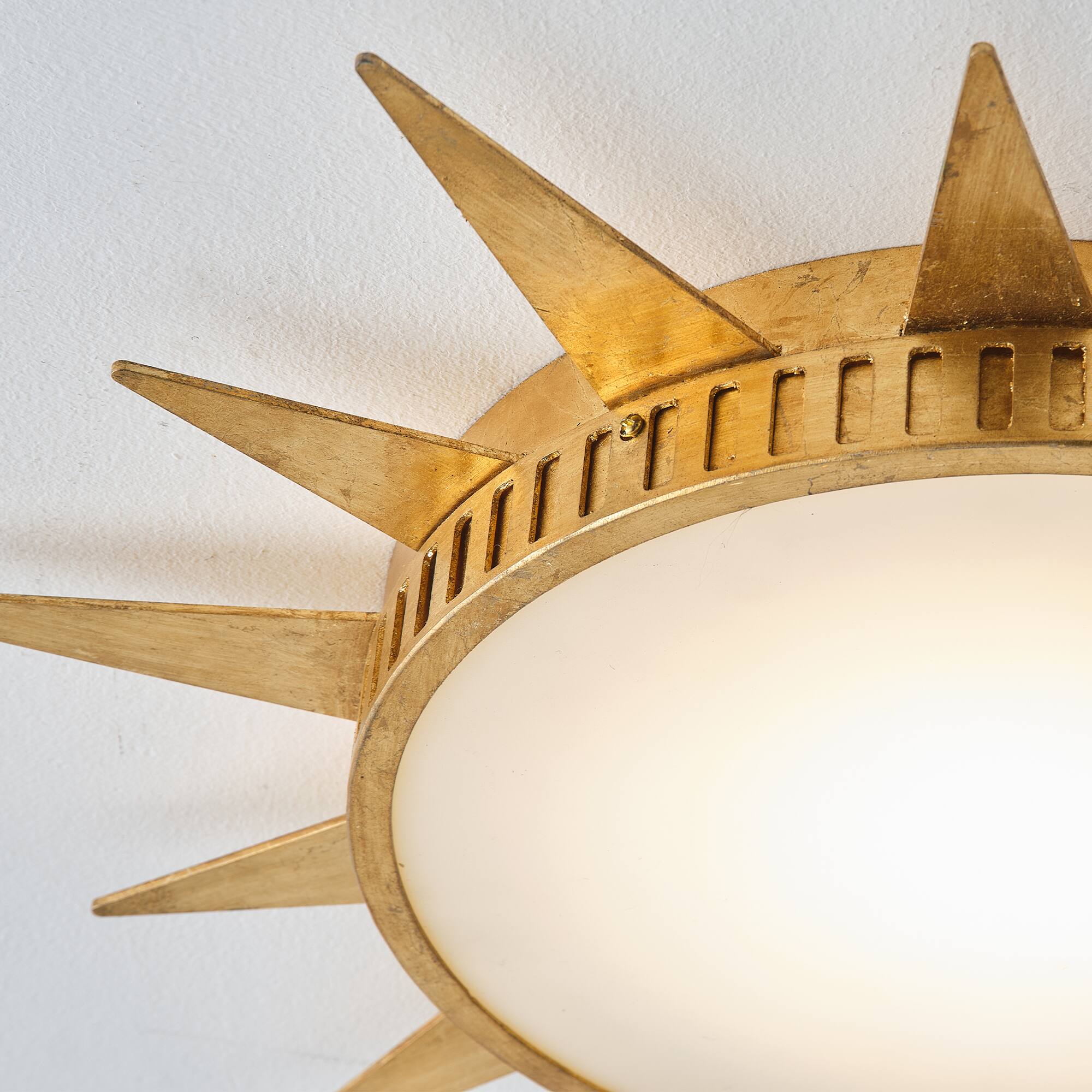Alt View 4. Parrot Uncle - 25.2 in. Integrated LED Vintage Gold Sun Burst Ceiling Light - Gold.