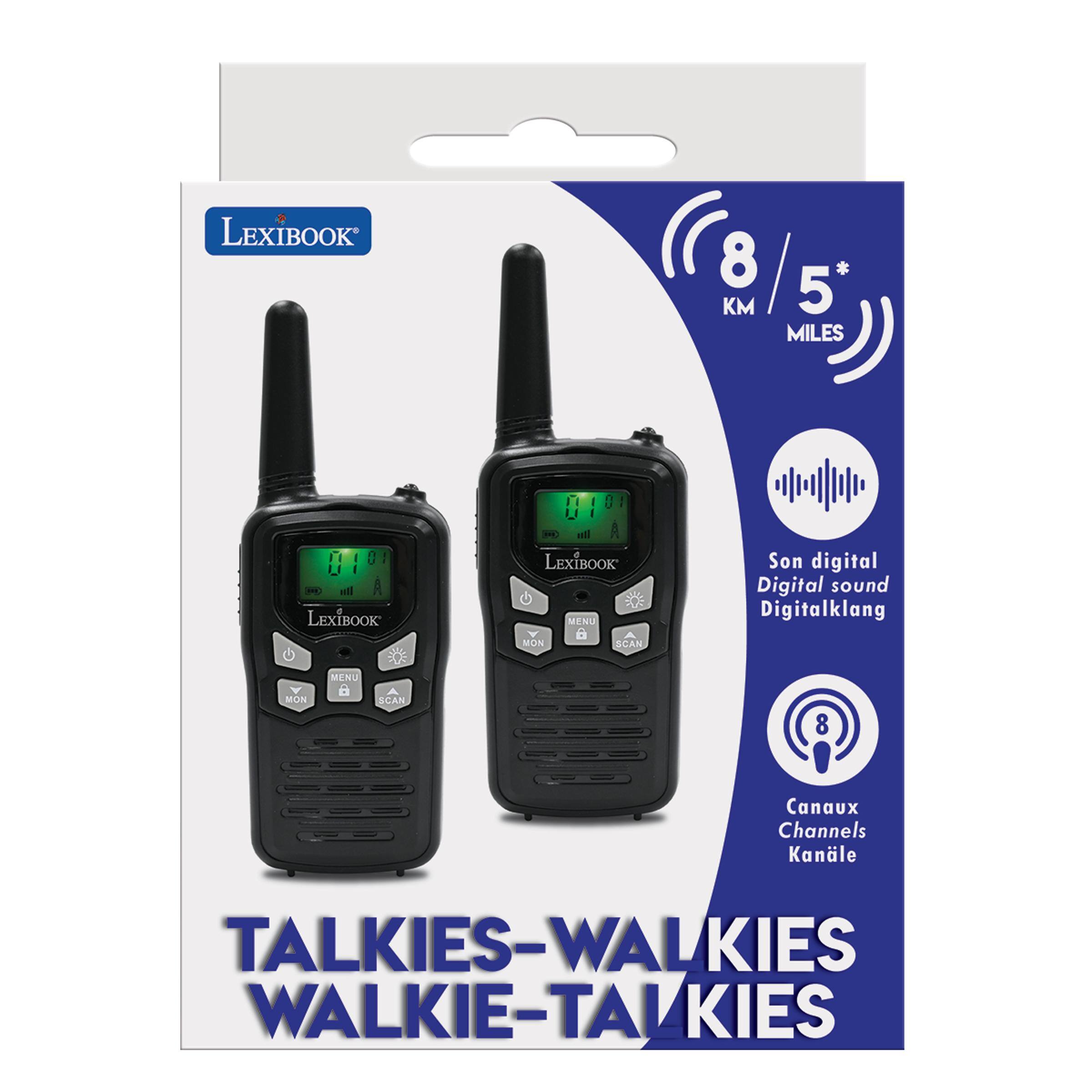 LEXIBOOK  
8 / 5* KM MILES  
U 110 LEXIBOOK  
A LEXIBOOK MENU  
Son digital Digital sound Digitalklang  
MON  
SCAN  
MON  
MENU B  
SCAN  
8  
Canaux Channels Kanle  
TALKIES-WALKIES WALKIE-TALKIES