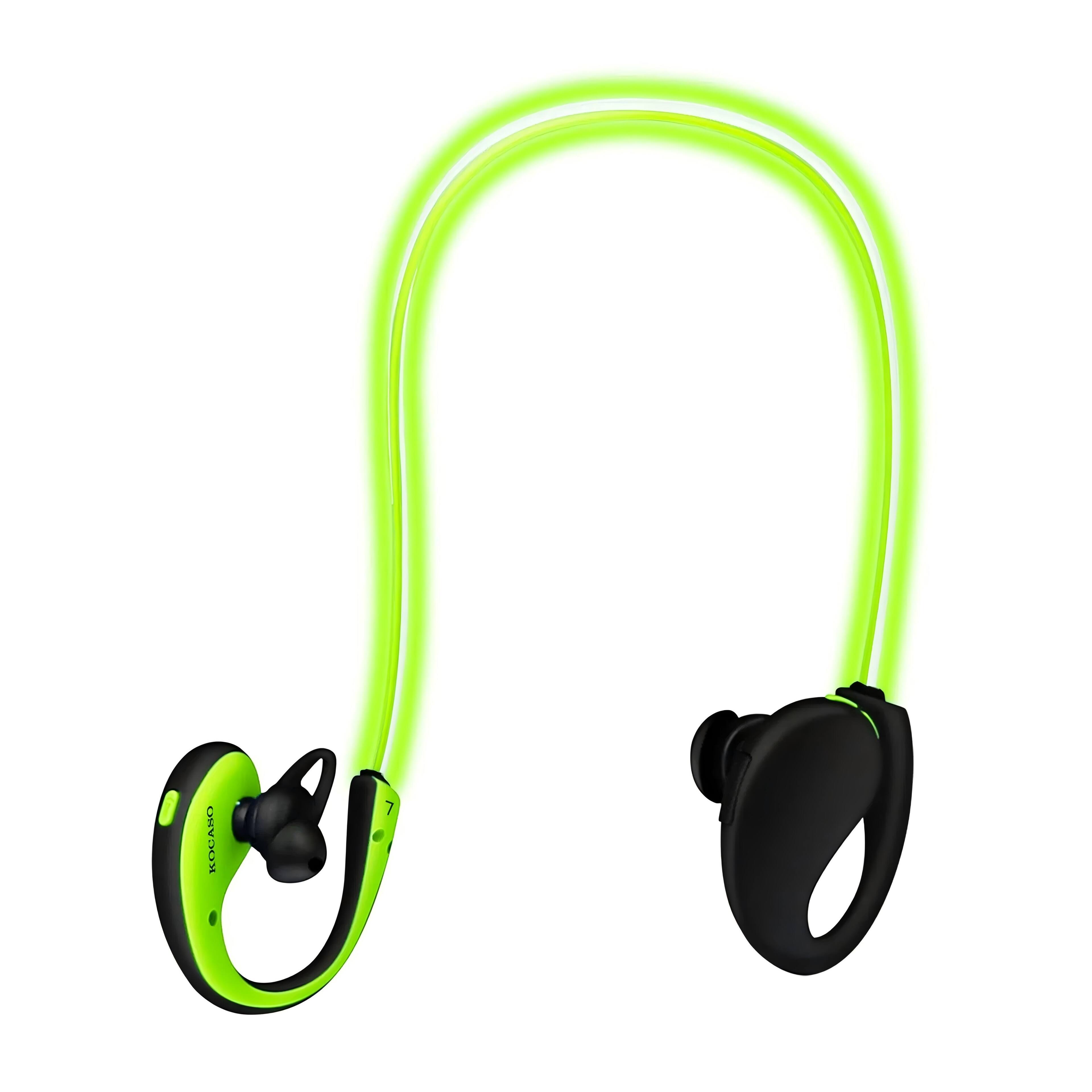 Front. BEARSOLIM - Wireless Neckband Earphones V4.1 HD Stereo Sweat-proof Headphones with LED Light Mic - 8Hrs Work - 1 Pack,in Green - Green.
