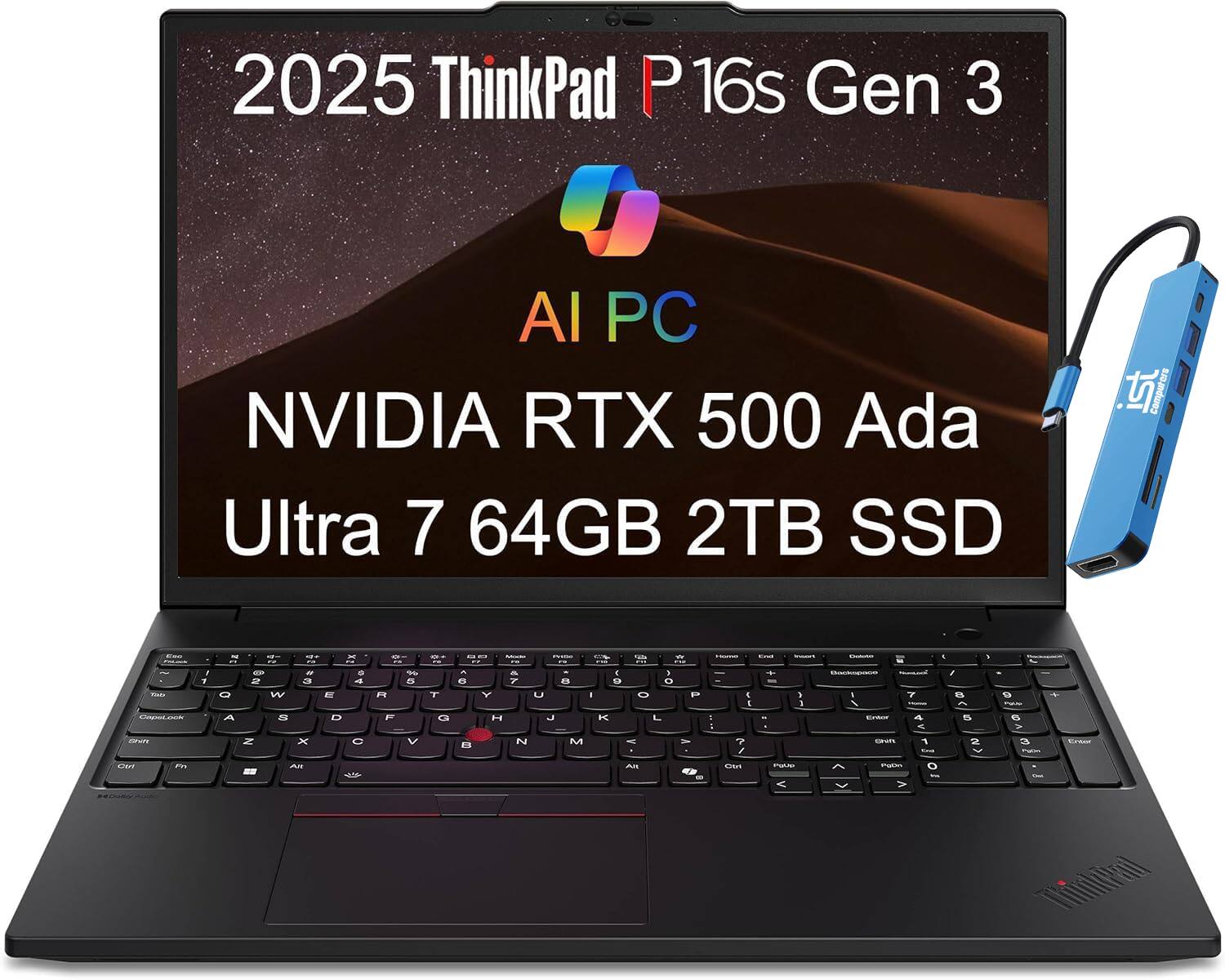 Lenovo - ThinkPad P16s G3 16" FHD+ Workstation - Intel Ultra 7 - NVIDIA RTX 500 Ada - 64GB RAM - 2TB SSD - Win 11Pro - Black