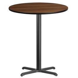 Emma + Oliver - 36" Round Laminate Table Top with 30"x30" Bar Height Table Base - Walnut