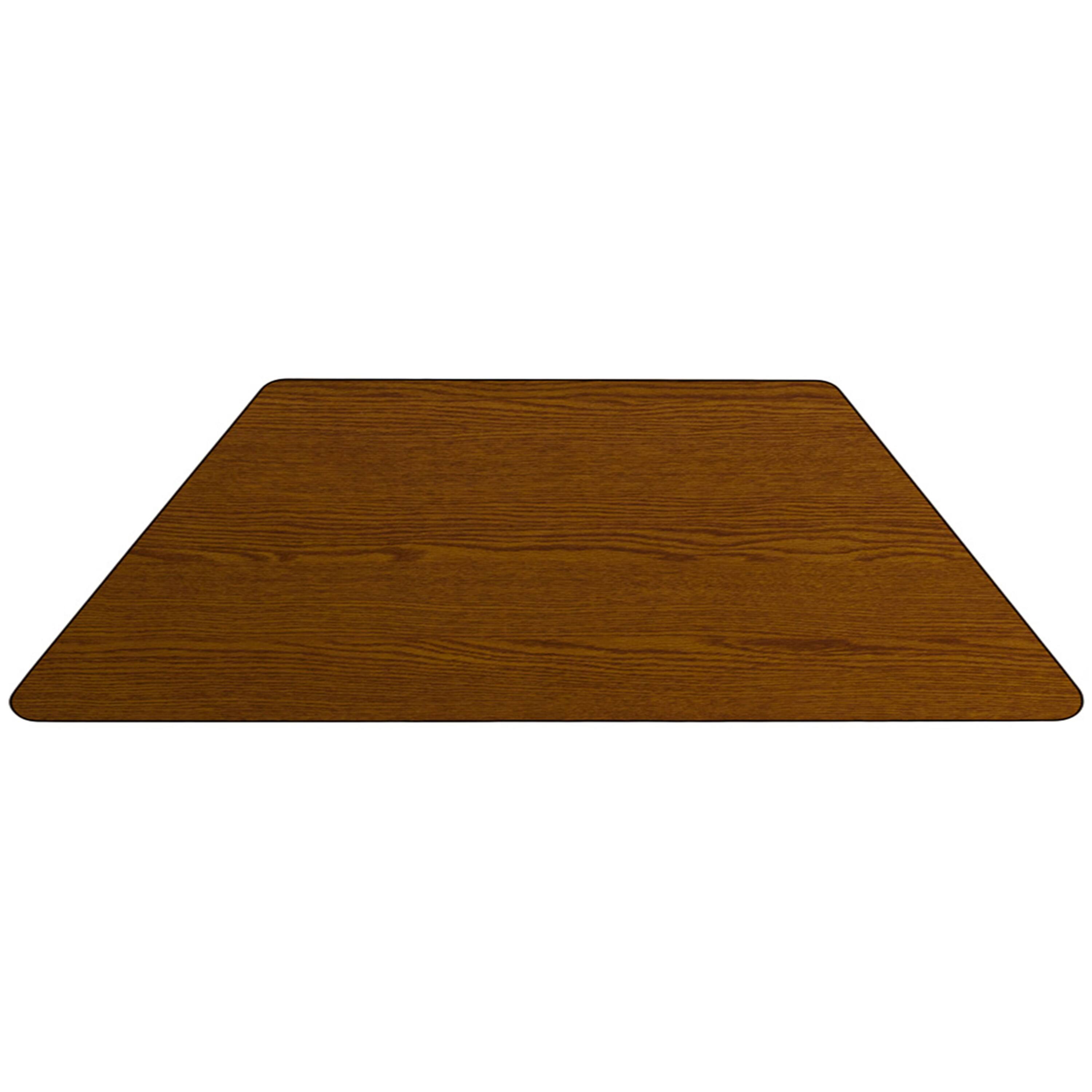 Alt View 3. Emma + Oliver - Mobile 29x57 Trapezoid HP Laminate Adjustable Activity Table - Oak.
