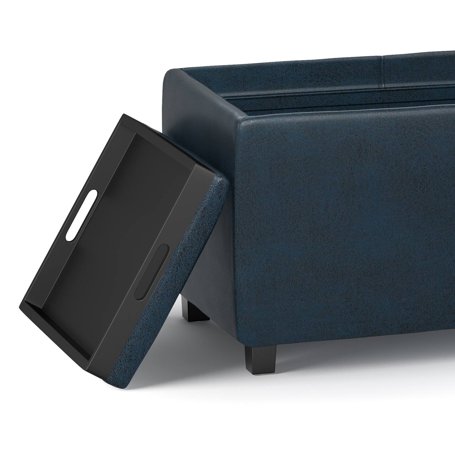 Alt View 14. Simpli Home - Avalon Storage Ottoman - Distressed Dark Blue.