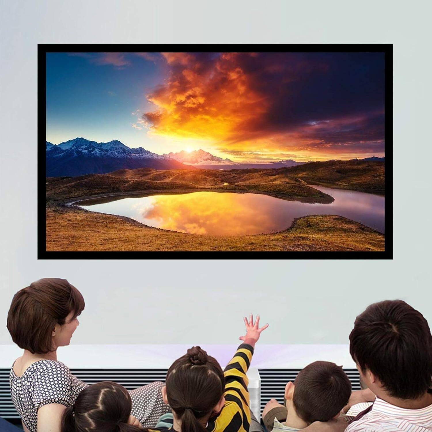 Back. Stock Preferred - 135" Inch Fixed Aluminum Frame Projector Screen Home Theatre HD TV Projection.
