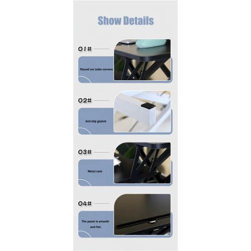 Show Details

01# Round table corners
02# Anti-slip gasket
03# Metal rack
04# The panel is smooth and flat