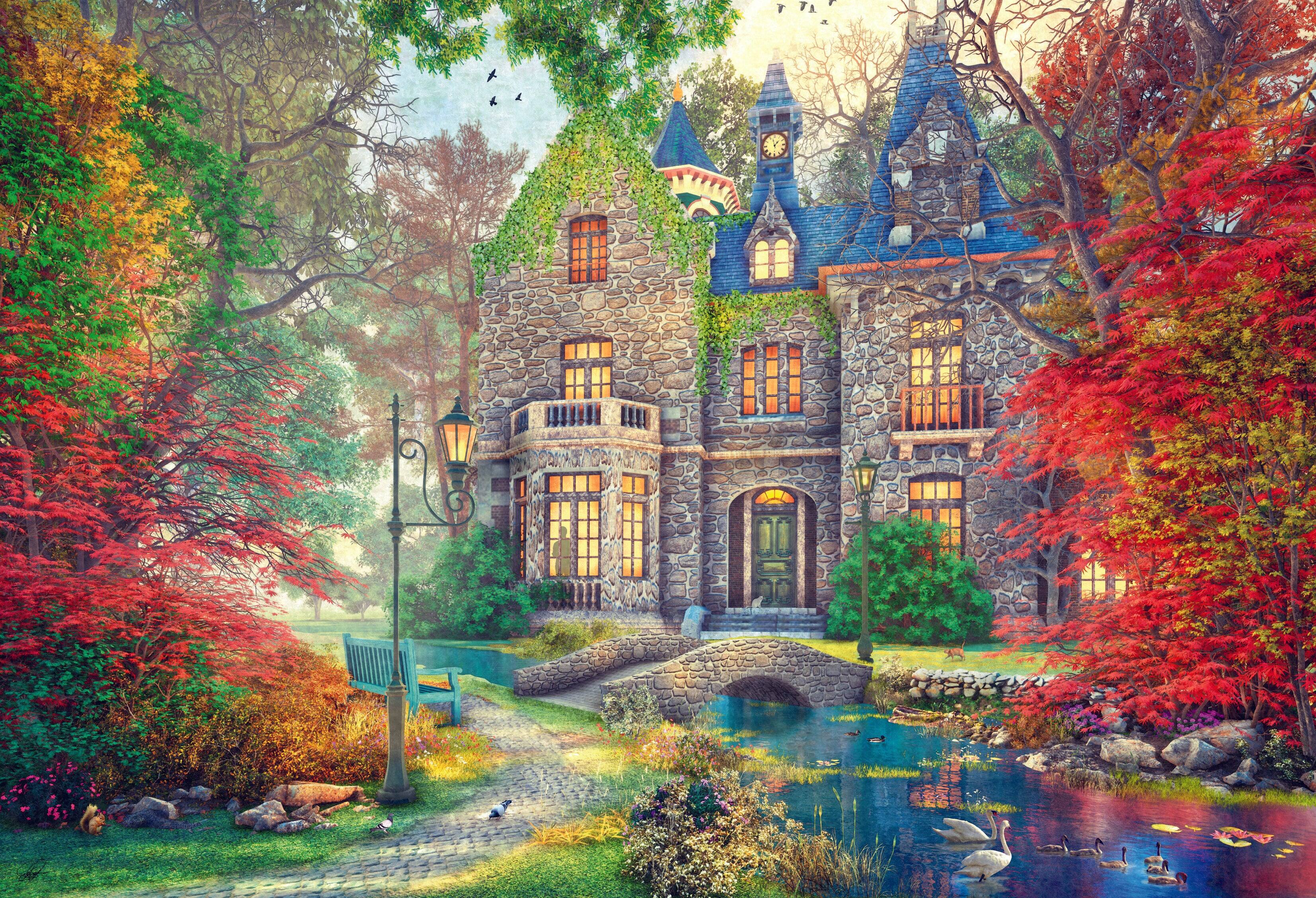 Alt View 1. Trefl - Trefl Red 1500 Piece Puzzle - Autumn Mansion.