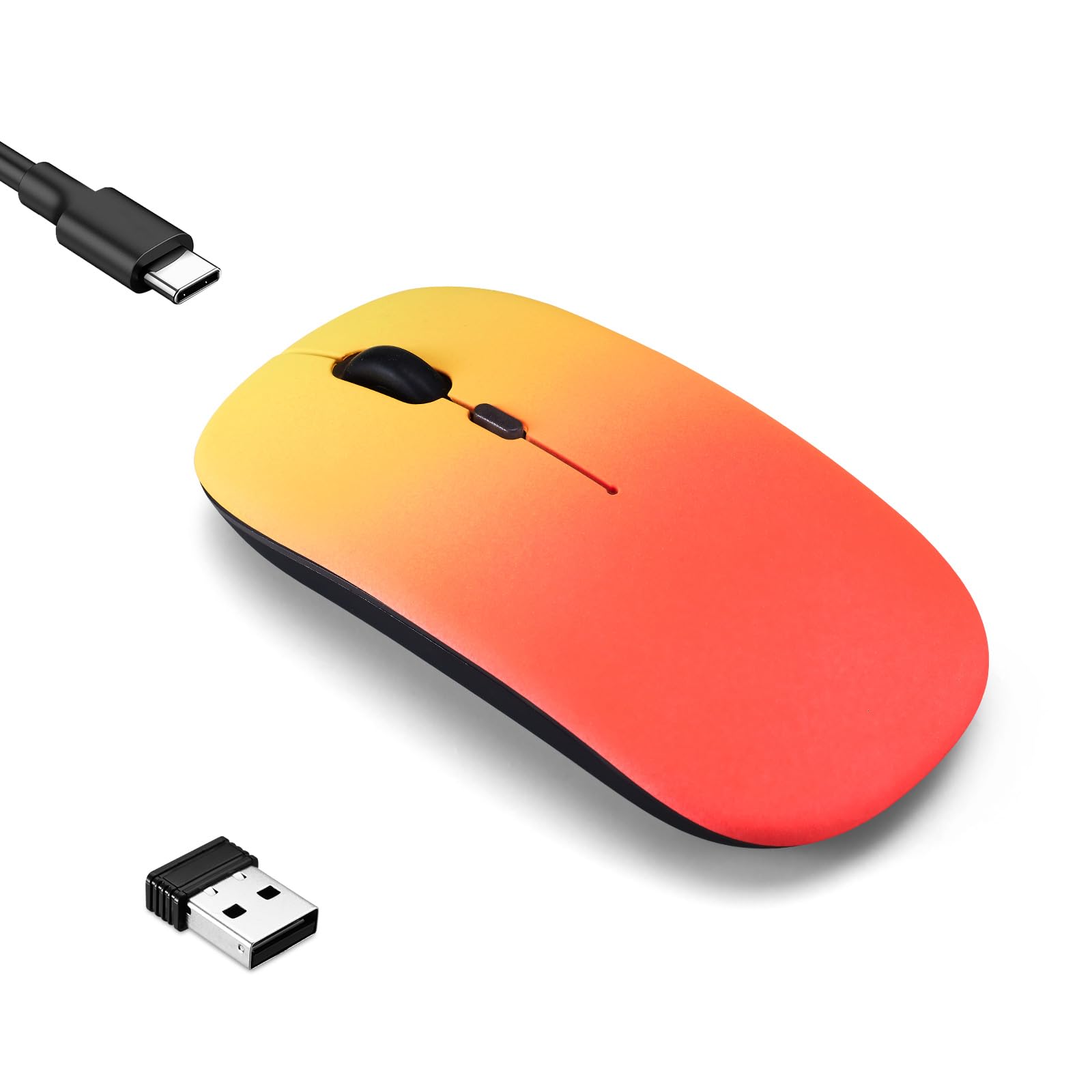 Front. Cedar Assembly - Wireless Mouse Led Dual Mode Rechargeable Silent Slim Laptop Portable Computer Mice For Desktop Ipad... - Gradient Rosy glow red.