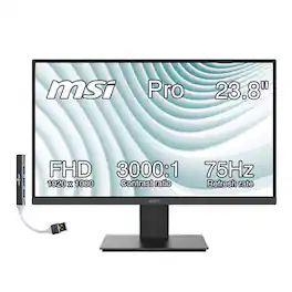 MSI - 24'' FHD VA Monitor, Anti Glare, Anti Flicker Free, VESA Mount, Low Blue Light, HDMI & DKZ Hub - Black