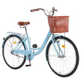 GARVEE - 24" & 26" Women's Beach Cruiser Bike - Step-Through 1-Speed w/Basket & Adjustable Seat | Comfort Commuter Bicycle - 24 inch Blue