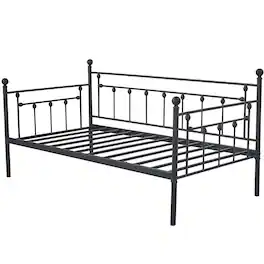 Hivvago - Twin size Classic Metal Daybed Frame - Black