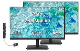 Acer - Vero 22" FHD Monitor, 4ms Response Time, Anti-Glare, 250 nits Brightness, Built-in Speaker & DKZ Hub 2 Pack w/HDMI cable - Black