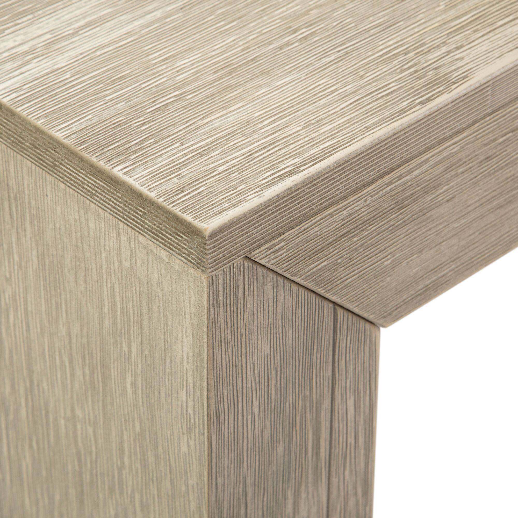 Alt View 4. Plank+Beam - Modern Rectangular Side Table (25in x 15in / 630mm x 375mm), Seashell Wirebrush - Seashell Wirebrush.