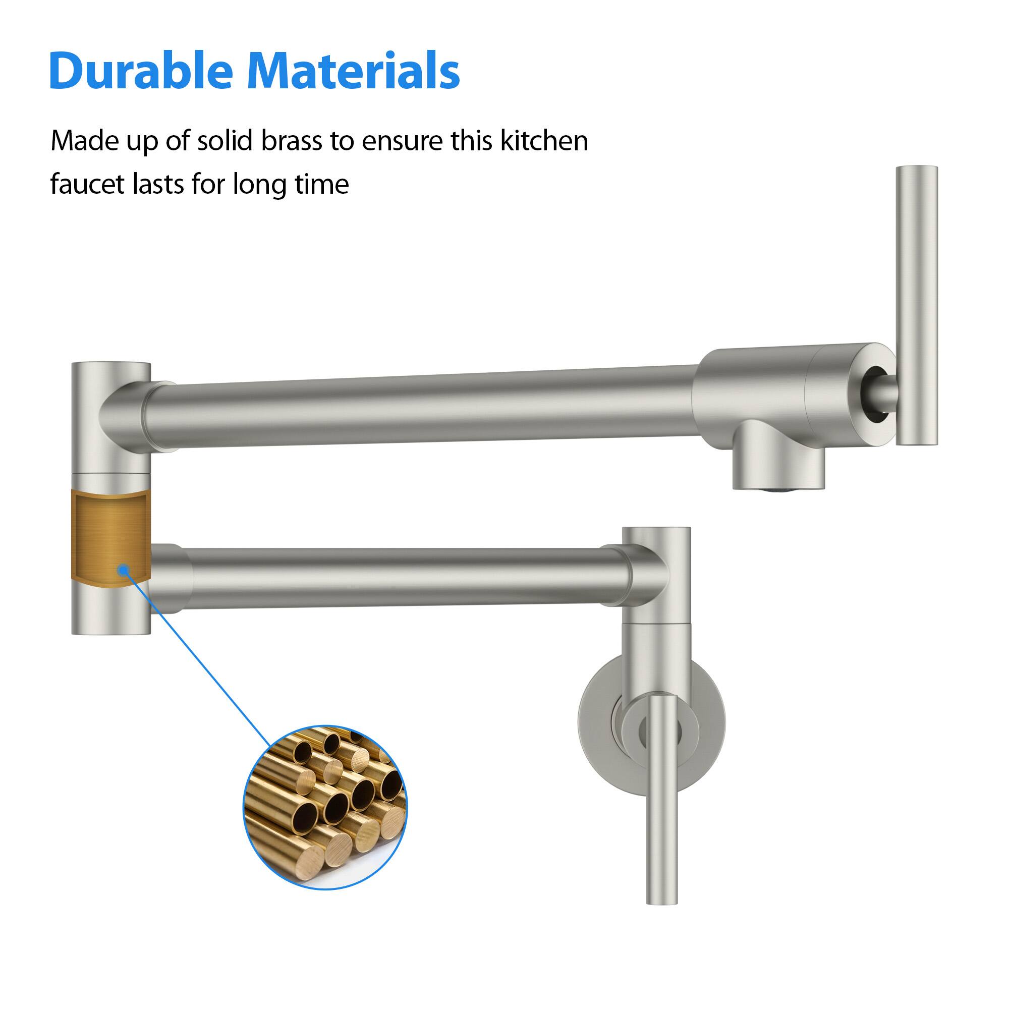 Durable Materials

Made up of solid brass to ensure this kitchen faucet lasts for a long time