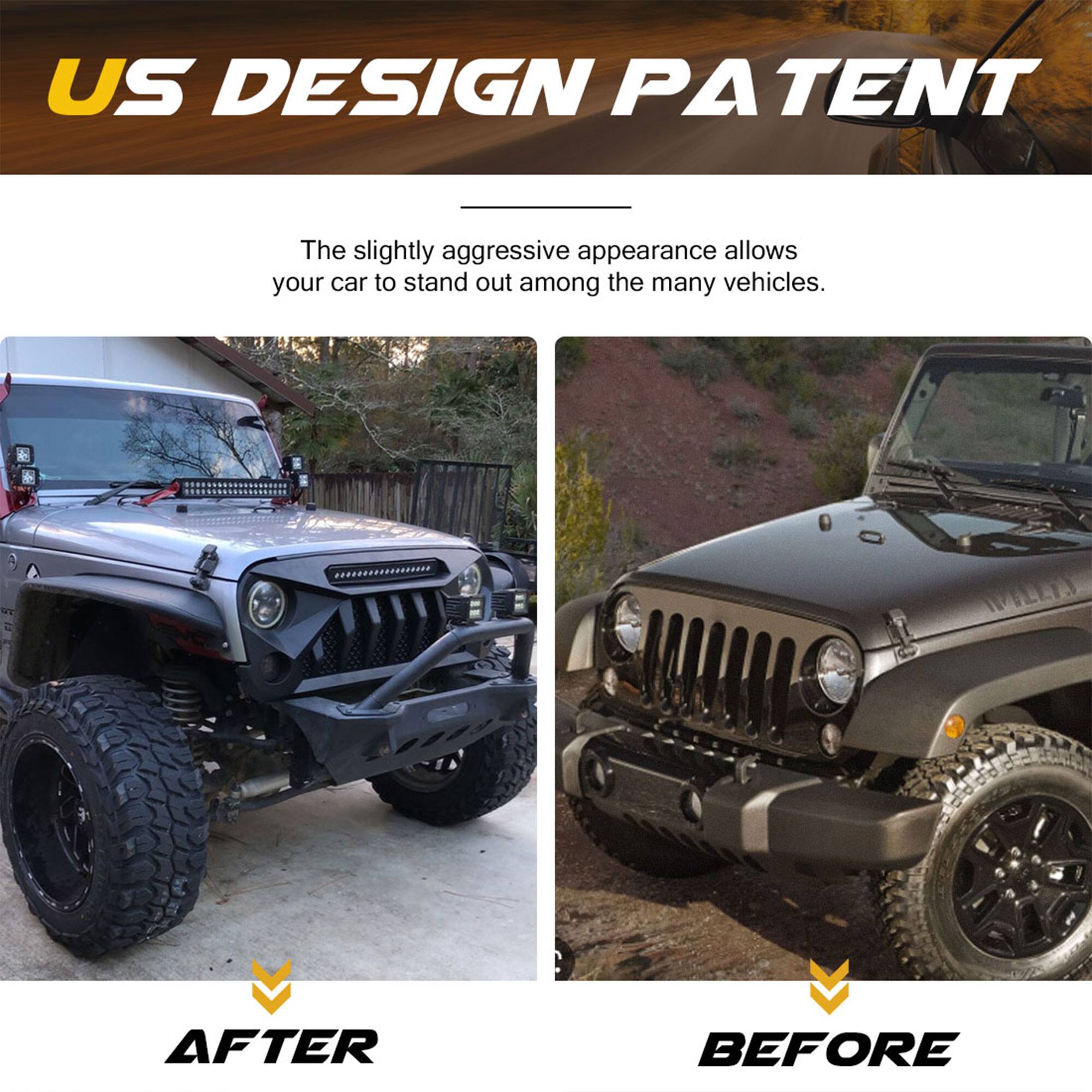 US DESIGN PATENT

The slightly aggressive appearance allows your car to stand out among the many vehicles.

AFTER

BEFORE